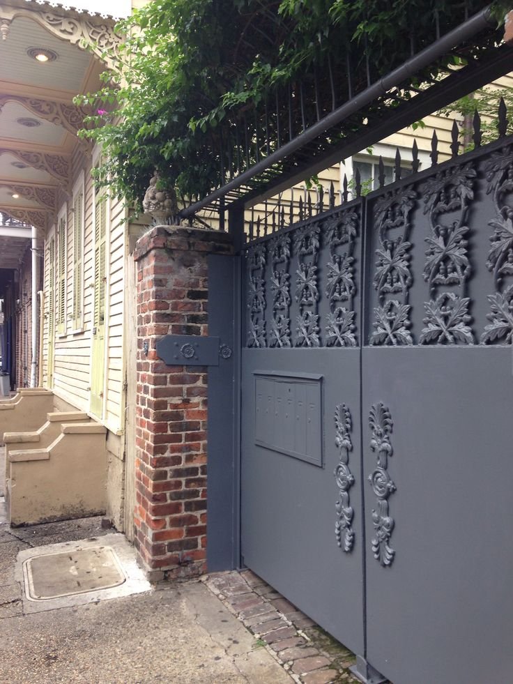 Freshly painted black metal gate